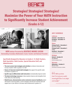 Strategies! Maximize the Power of Your MATH Instruction to