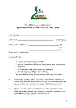 1 Woodhill Homeowners Association Approval Agreement of Estate