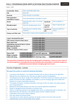 Full Coverholder Application Decision Paper 2016