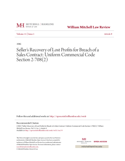 Seller`s Recovery of Lost Profits for Breach of a Sales Contract