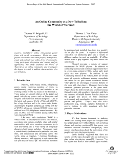 An Online Community as a New Tribalism: the World of Warcraft