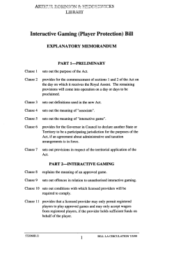 Interactive Gaming (Player Protection) Bill