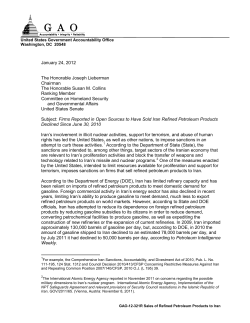 US GAO: Firms Sold Iran Refined petroleum Products