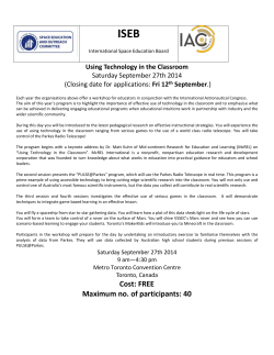 Toronto IAF - Schedule and Application Form