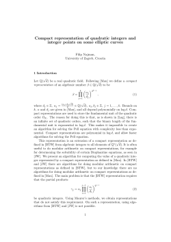 Compact representation of quadratic integers and integer points on