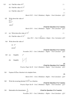 1.1 (a) Find the value of 50 (1) (b) Find the value of (1) (c) Find the