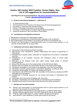 Human Rights. Now. List of 138 suggestions for recommendations