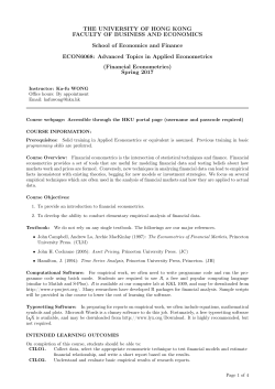 Advanced Topics in Applied Econometrics