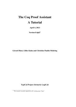 The Coq Proof Assistant A Tutorial