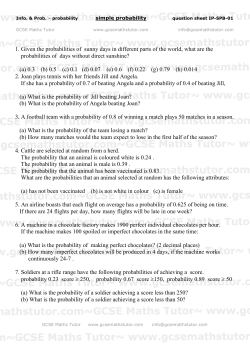 1. Given the probabilities of sunny days in different parts of the world