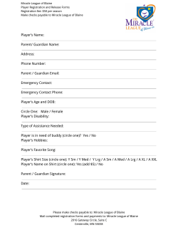 Player`s Name: Parent/ Guardian Name: Address: Phone Number