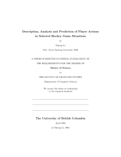 Description, Analysis and Prediction of Player Actions in Selected