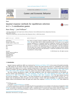 Quantal response methods for equilibrium selection in 2&times;2