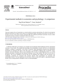 Experimental Methods in Economics and Psychology