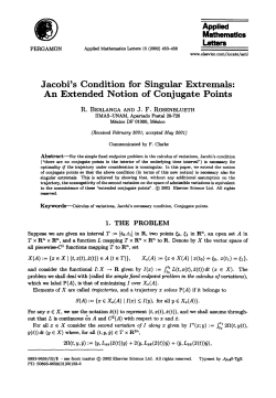 Applied Mathematics Letters Jacobi`s Condition