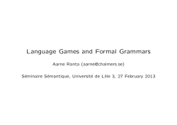 Language Games and Formal Grammars
