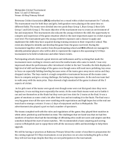 Moleps cricket tournament 2016-Report