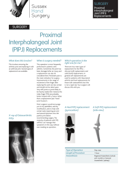 Proximal Interphalangeal Joint (PIPJ) Replacements