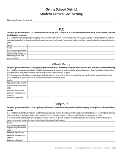 Orting School District Student Growth Goal Setting PLC Whole