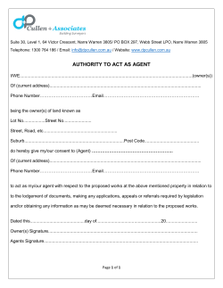 AUTHORITY TO ACT AS AGENT