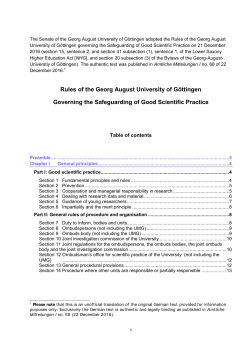 Rules of the Georg-August-University G&ouml;ttingen for ensuring good