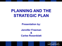 PLANNING AND THE STRATEGIC PLAN