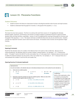Algebra I Module 3, Topic C, Lesson 15: Teacher