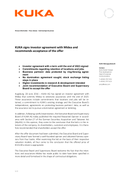 KUKA signs investor agreement with Midea and