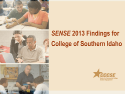 2013 CSI SENSE Survey Summary Presentation