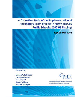 A Formative Study of the Implementation of the Inquiry Team