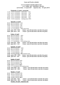 Game and Practice schedule U17 5 NATIONS TOURNAMENT 2017