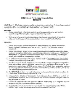 CMS School Psychology Strategic Plan 2016