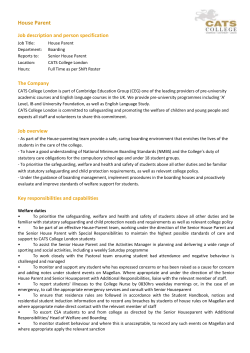 Job description and person specification