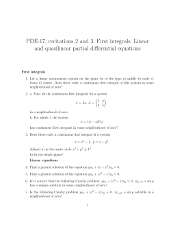 PDE-17, recitations 2 and 3, First integrals. Linear and quasilinear