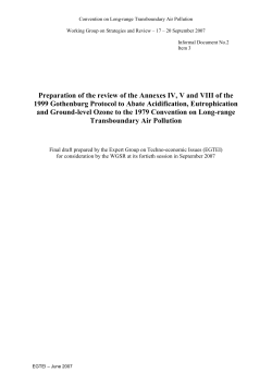 Preparation of the review of the Annexes IV, V and VIII of the