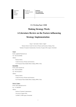 A Literature Review on the Factors influencing Strategy