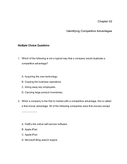 Chapter 02 Identifying Competitive Advantages Multiple Choice