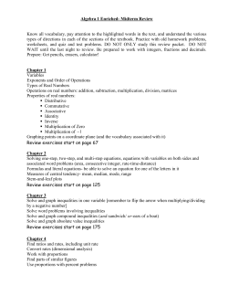 Algebra 1 CP- Midterm Review