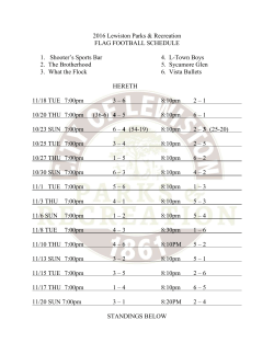 11/18 TUE 7:00pm 3 – 6 8:10pm 2