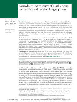 Neurodegenerative causes of death among retired National Football