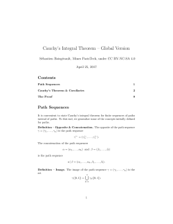 Cauchy`s Integral Theorem &ndash; Global Version