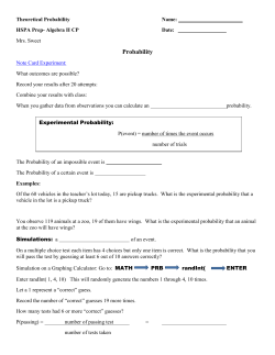 Theoretical Probability Name: HSPA Prep