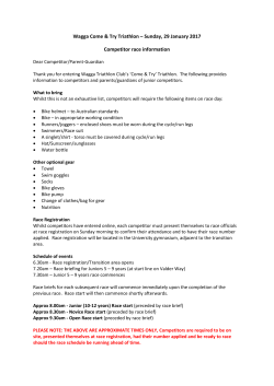 Sunday, 29 January 2017 Competitor race information