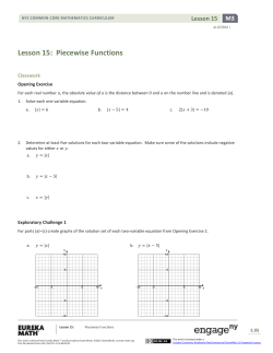 Algebra I Module 3, Topic C, Lesson 15: Student Version