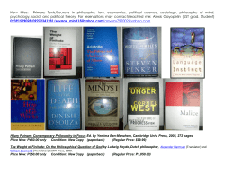 New titles: Primary Texts/Sources in philosophy, law, economics