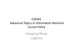 CS6501 Information Retrieval Course Policy