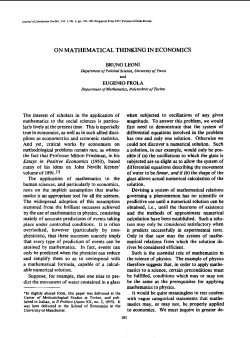 ON MATHEMATICAL THINKING IN ECONOMICS