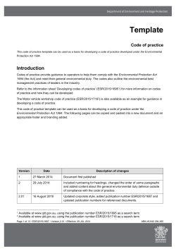 Code of practice template - Department of Environment and