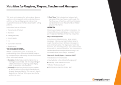 Nutrition for Umpires, Players, Coaches and Managers