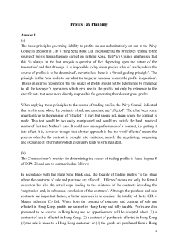 Profits Tax Planning